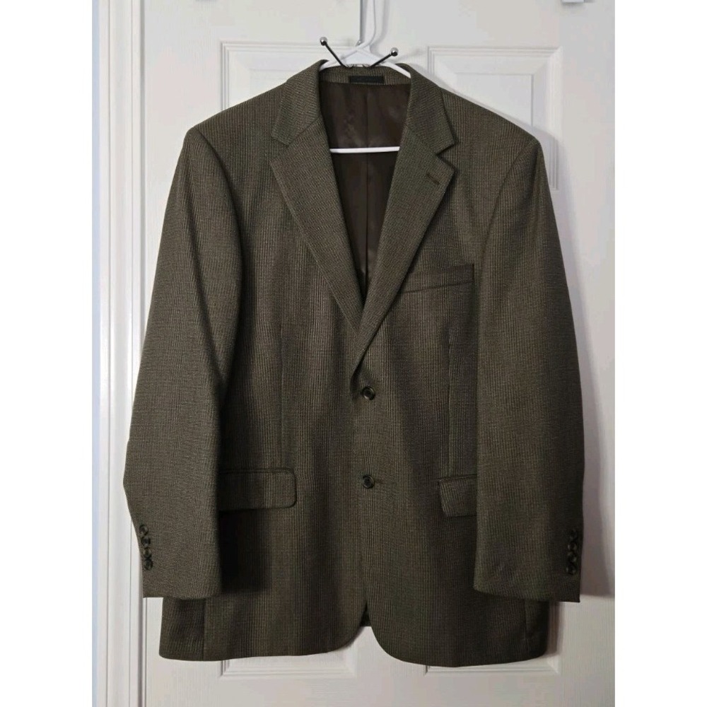 Andrew Fezza Blazer Men's 42R 100% Wool Brown Tweed Suit Jacket
